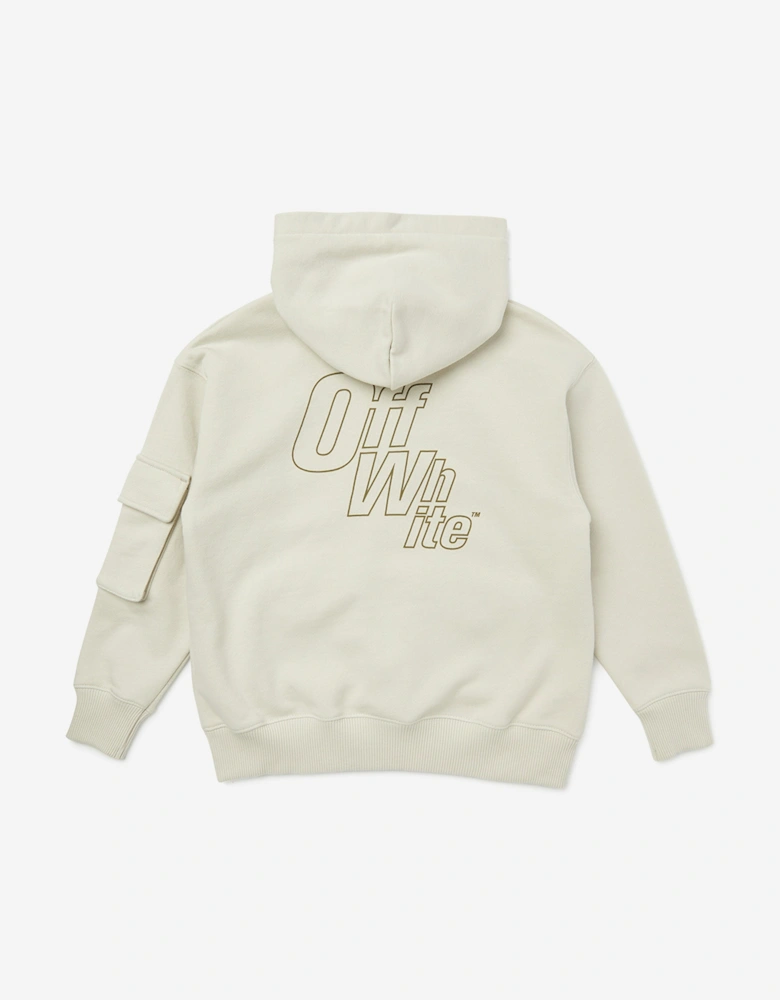 Off-White Boys Arrow Cargo Zip Up Top in Beige