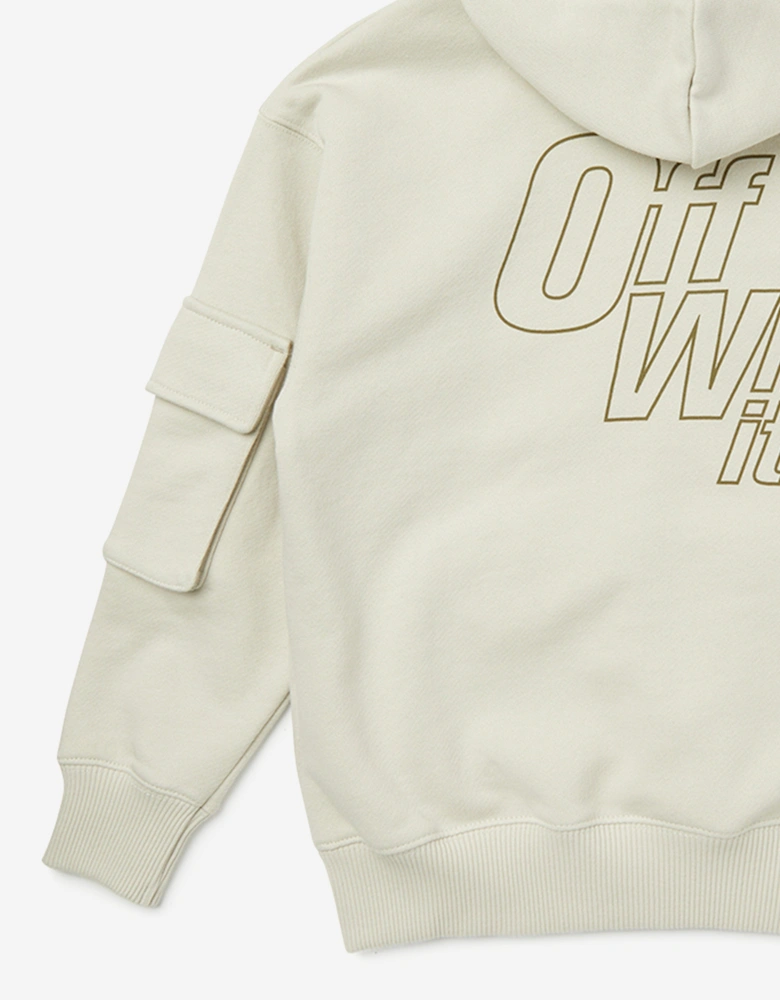 Off-White Boys Arrow Cargo Zip Up Top in Beige