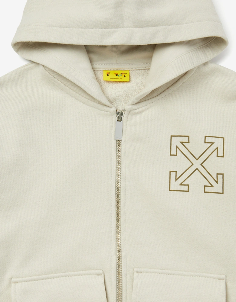Off-White Boys Arrow Cargo Zip Up Top in Beige