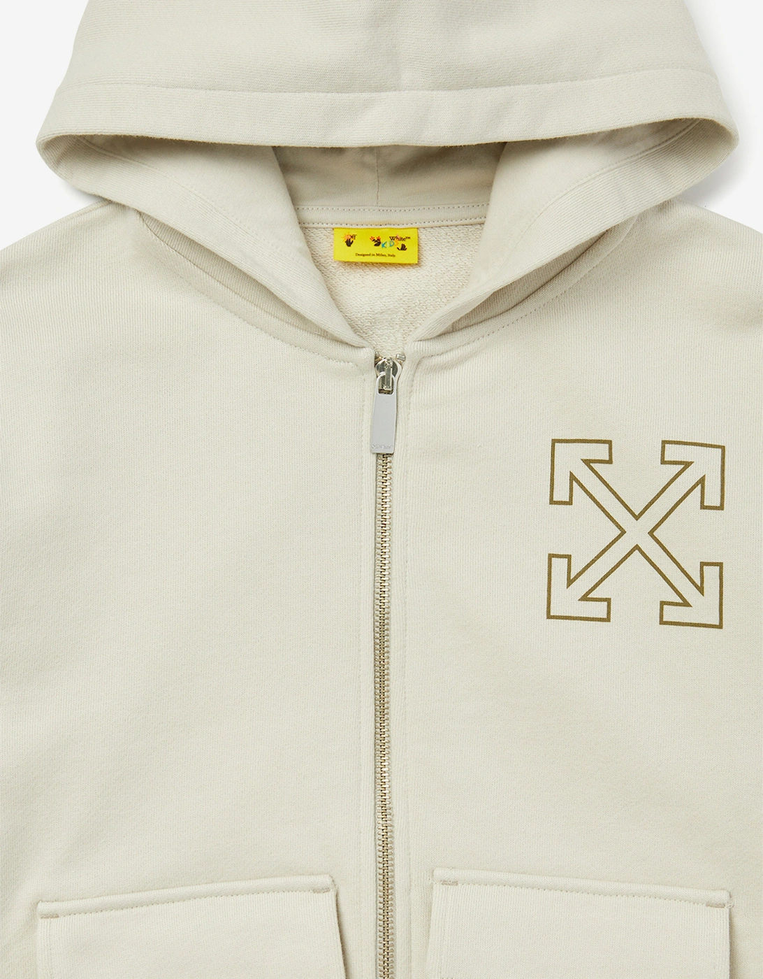 Off-White Boys Arrow Cargo Zip Up Top in Beige
