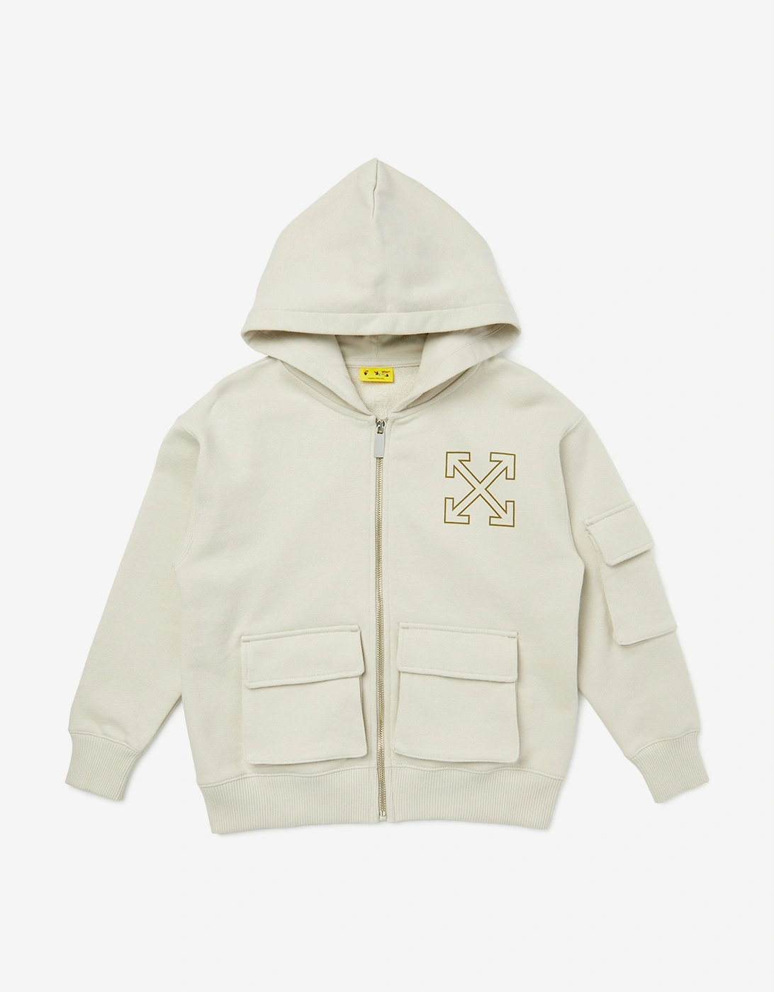 Off-White Boys Arrow Cargo Zip Up Top in Beige