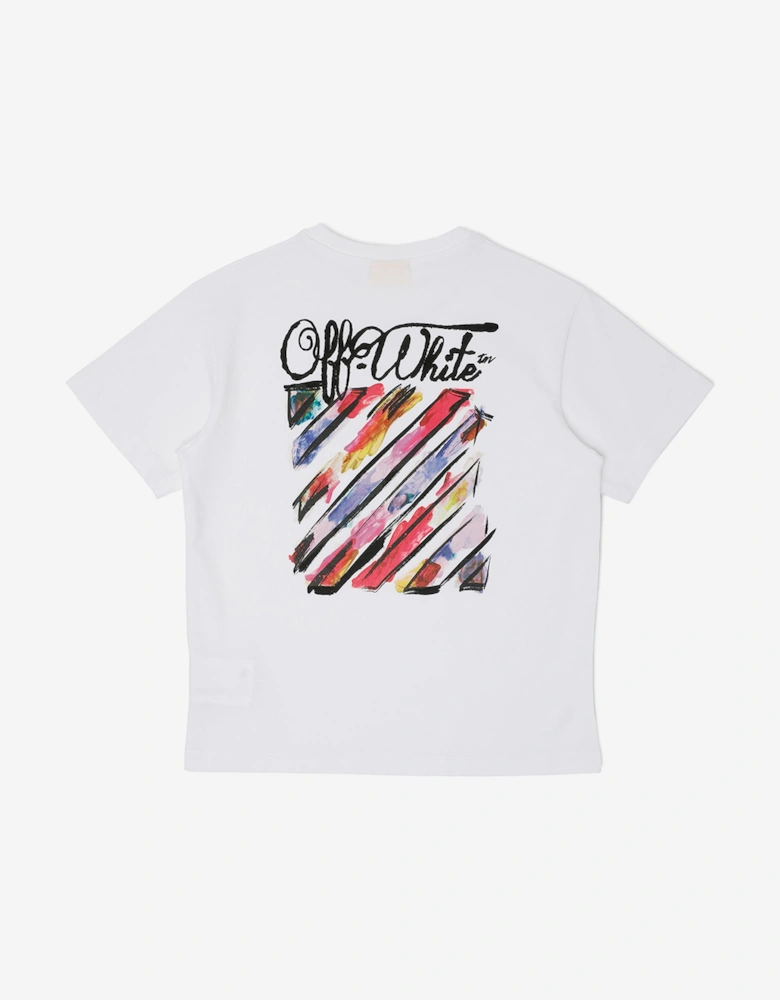 Off-White Girls Diag Watercolour T-Shirt in White