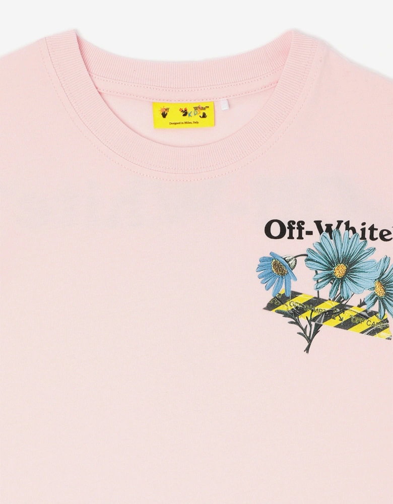 Off-White Girls Daisy Tape T-Shirt in Pink