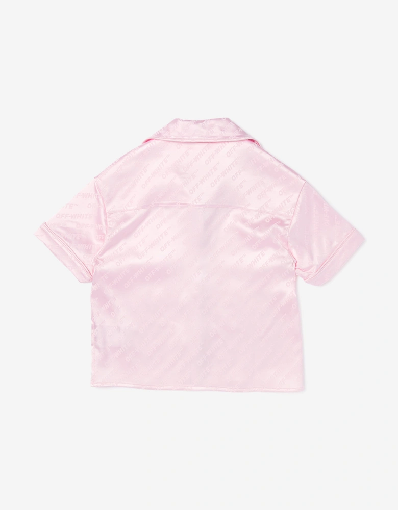 Off-White Girls Jacquard Off Satin Shirt in Pink