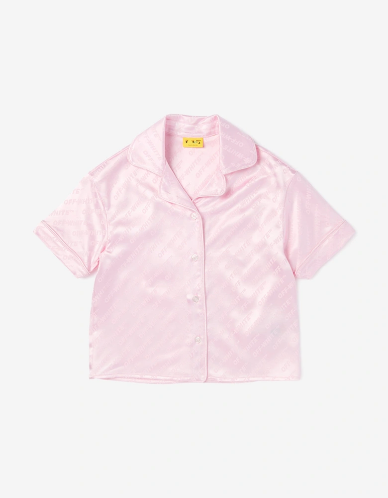 Off-White Girls Jacquard Off Satin Shirt in Pink