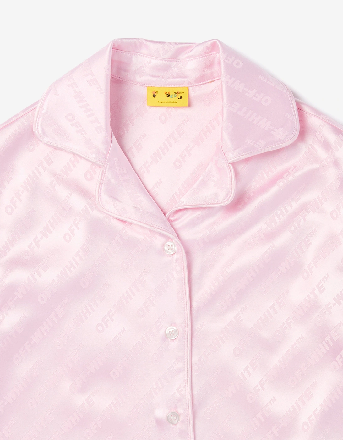 Off-White Girls Jacquard Off Satin Shirt in Pink