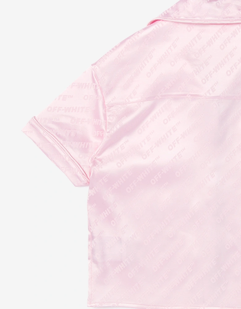 Off-White Girls Jacquard Off Satin Shirt in Pink