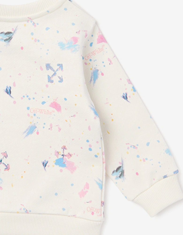 Off-White Baby Girls Arrow Splat AOP Crewneck Sweatshirt in Pink