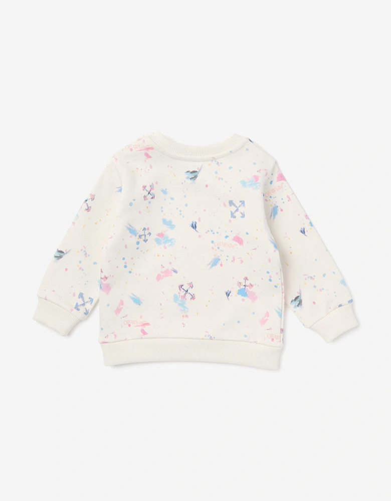 Off-White Baby Girls Arrow Splat AOP Crewneck Sweatshirt in Pink