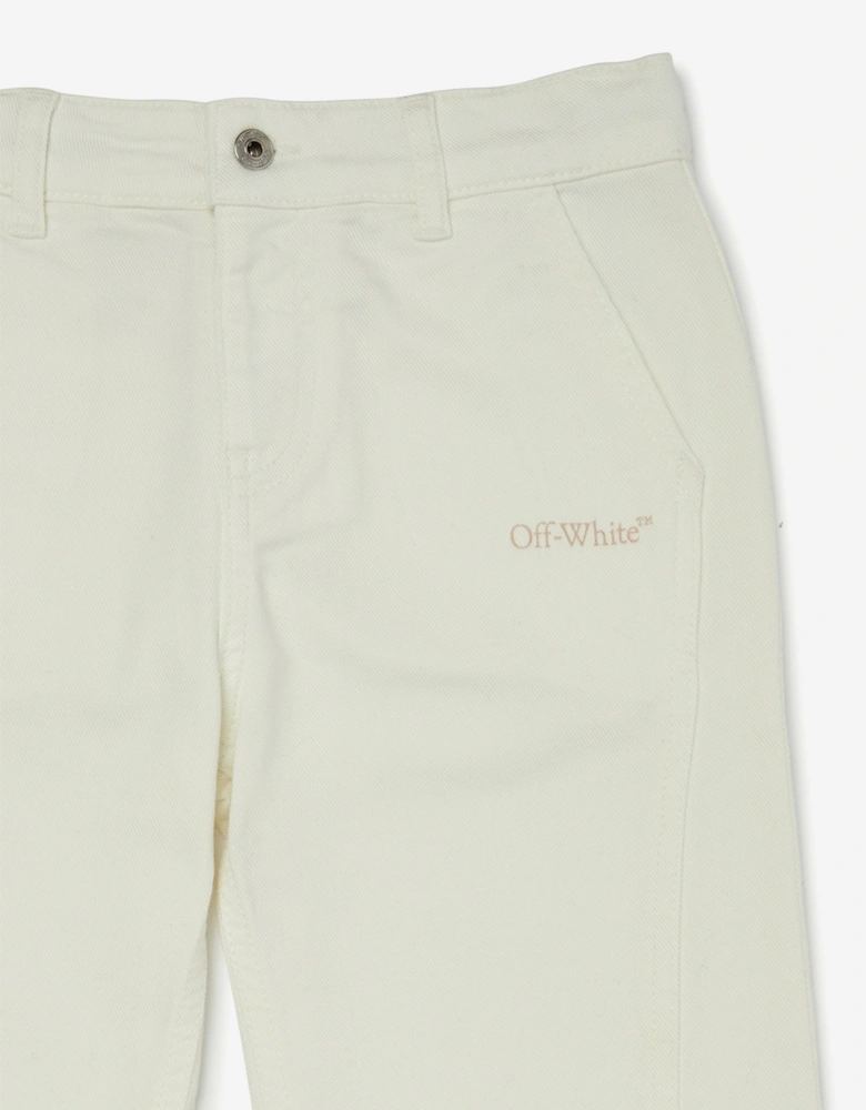 Off-White Girls Bookish Diag Denim Jeans in White