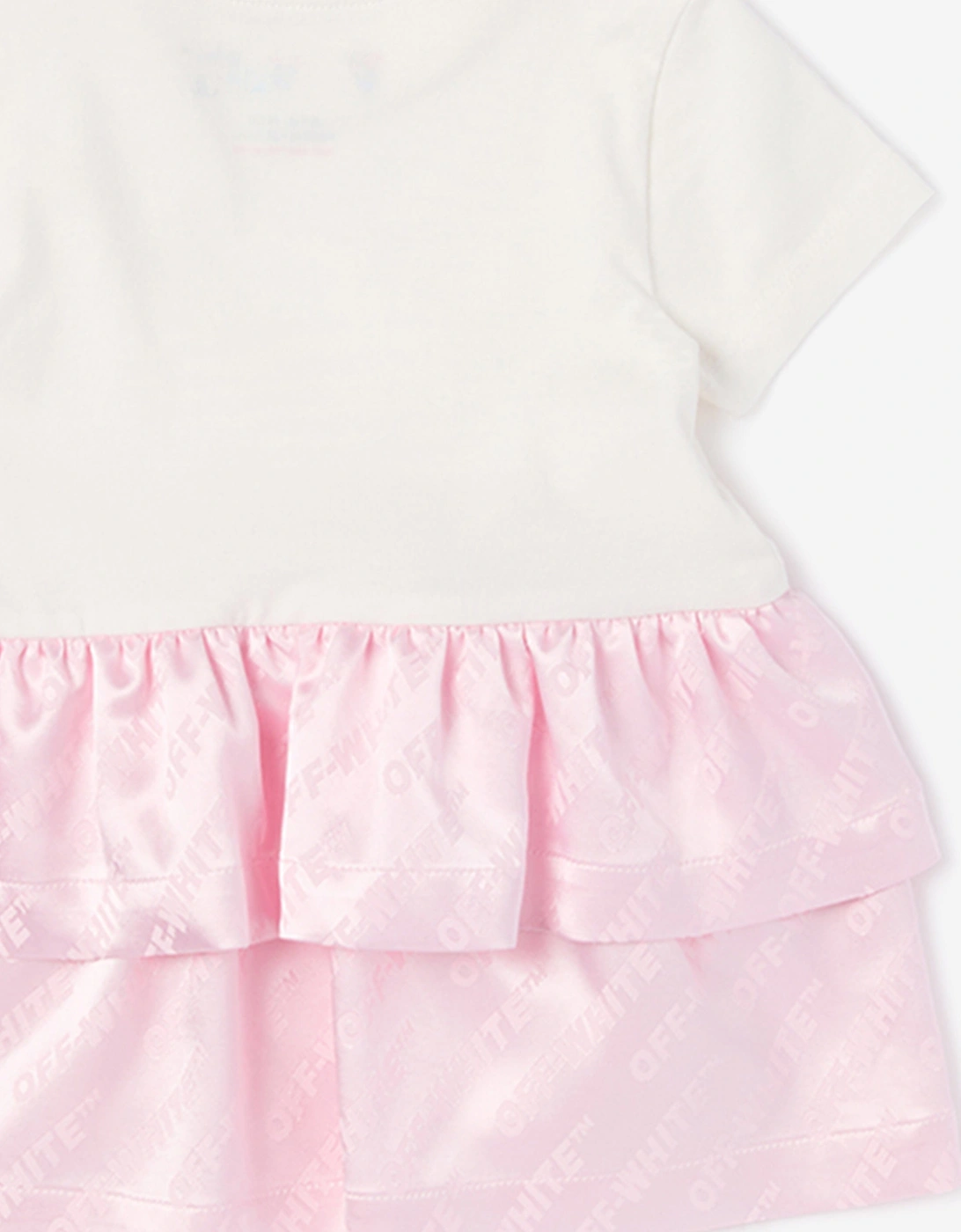 Off-White Baby Girls Jacquard Off Satin Mix Dress in Pink