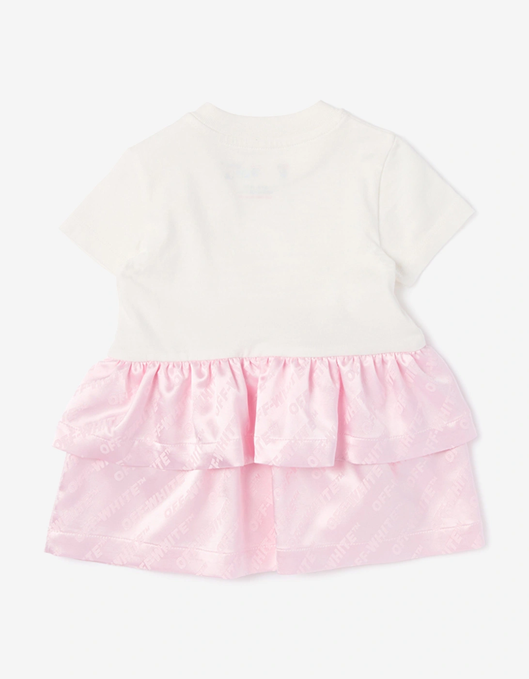Off-White Baby Girls Jacquard Off Satin Mix Dress in Pink