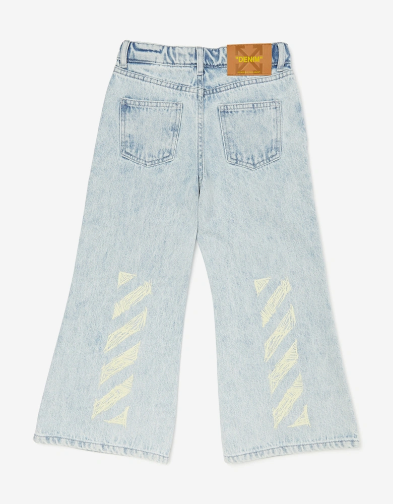 Off-White Girls Diag Sketch Denim Jeans in Blue
