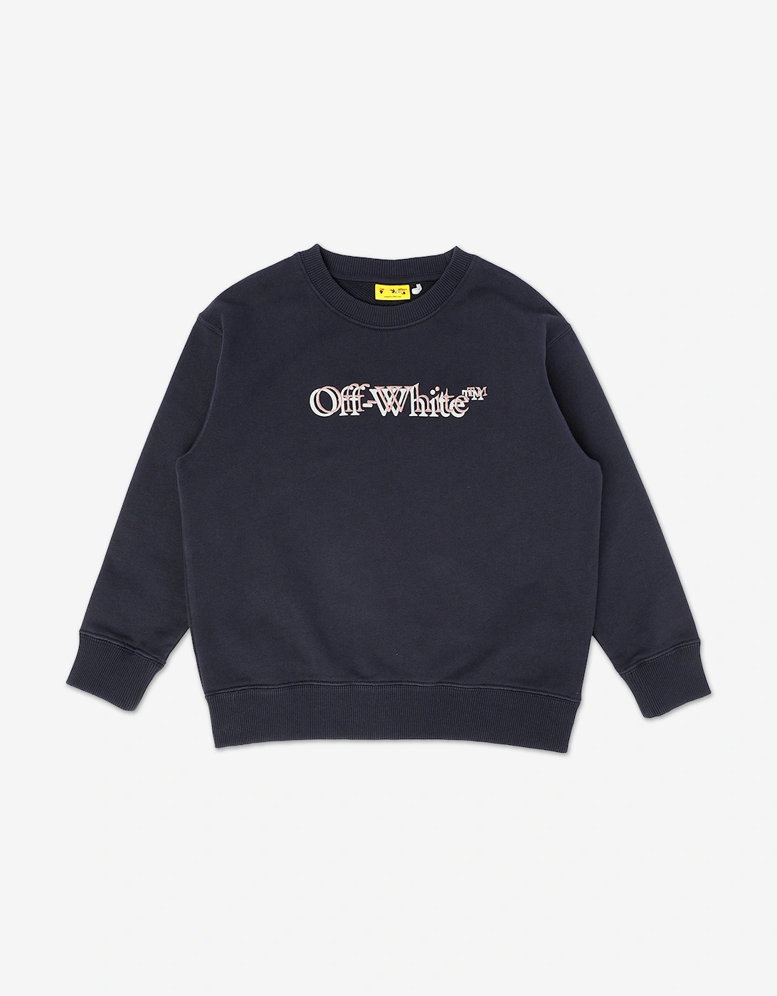 Off-White Girls Big Bookish Shadow Crewneck Sweatshirt in Navy, 5 of 4