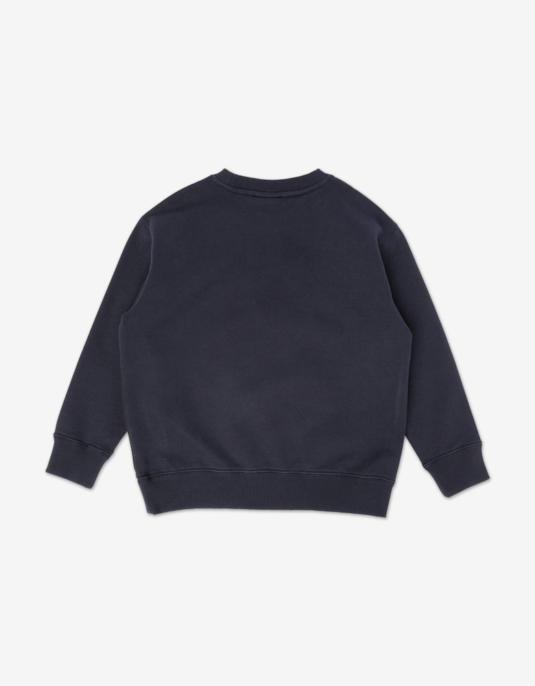 Off-White Girls Big Bookish Shadow Crewneck Sweatshirt in Navy