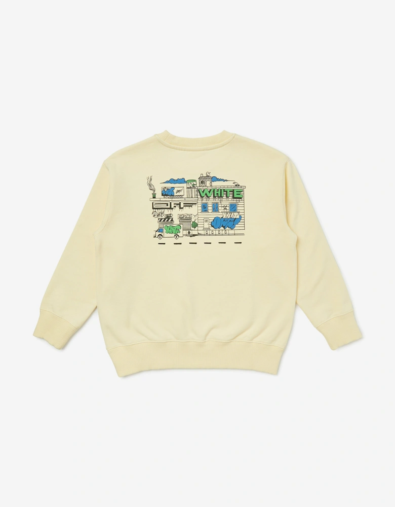 Off-White Kids Graffiti Crewneck Sweatshirt in Yellow