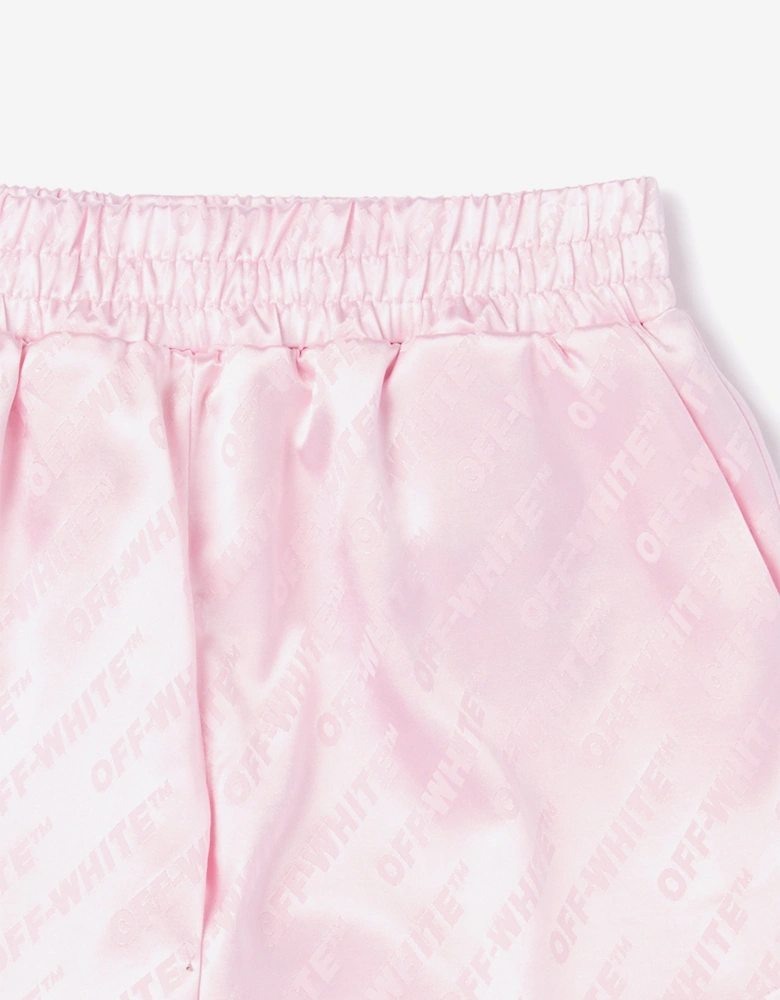 Off-White Girls Jacquard Off Satin Shorts in Pink