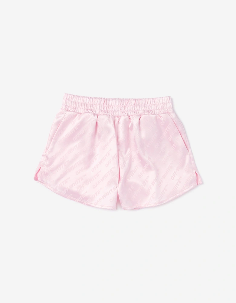 Off-White Girls Jacquard Off Satin Shorts in Pink