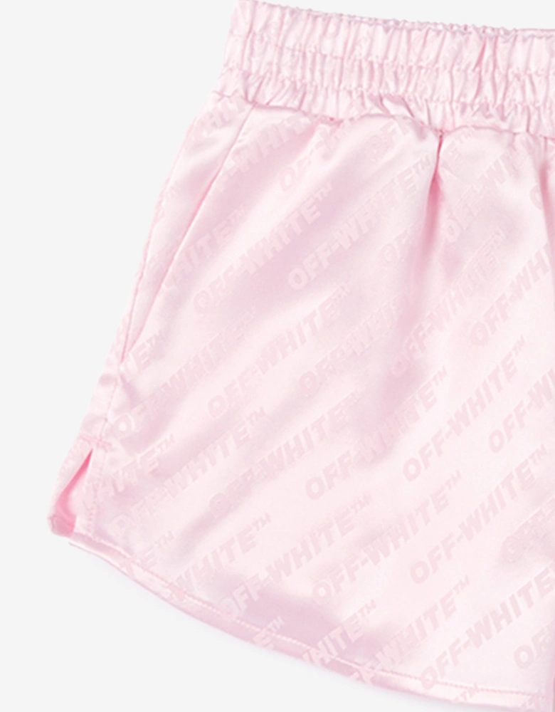 Off-White Girls Jacquard Off Satin Shorts in Pink
