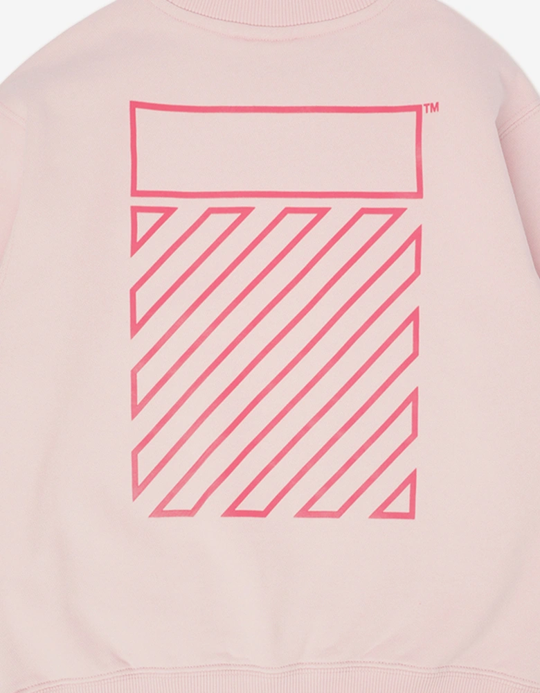 Off-White Girls Off Diag Crewneck Sweatshirt in Pink