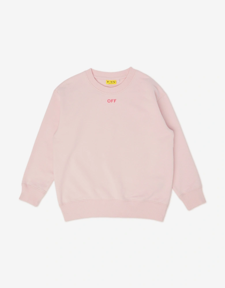 Off-White Girls Off Diag Crewneck Sweatshirt in Pink