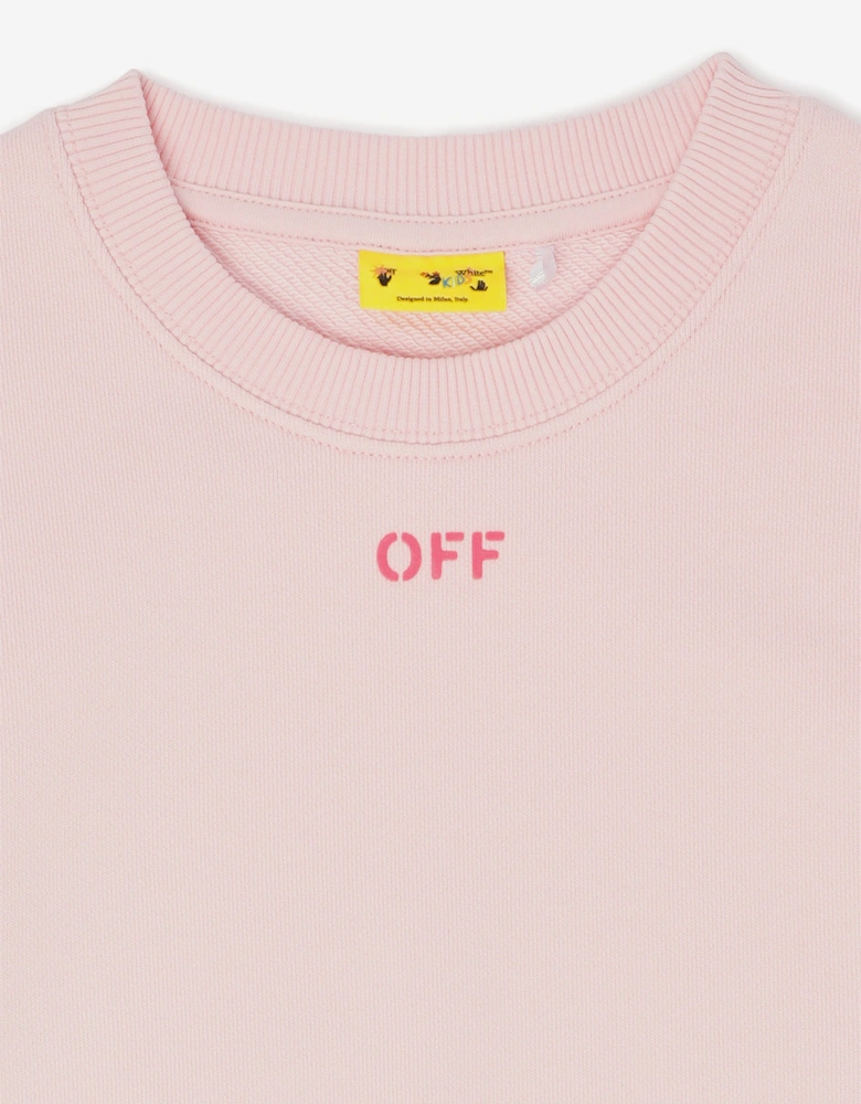 Off-White Girls Off Diag Crewneck Sweatshirt in Pink