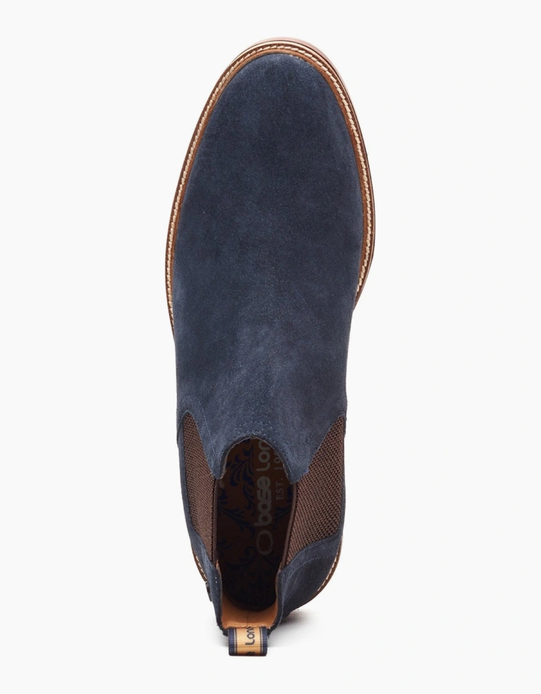 Base London SUSSEX Mens Chelsea Boots Navy