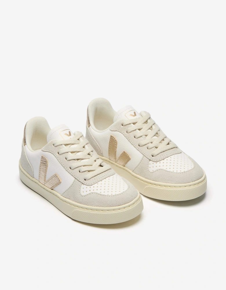 Veja Kids Chromefree Leather Small V-10 Laces Trainers in White