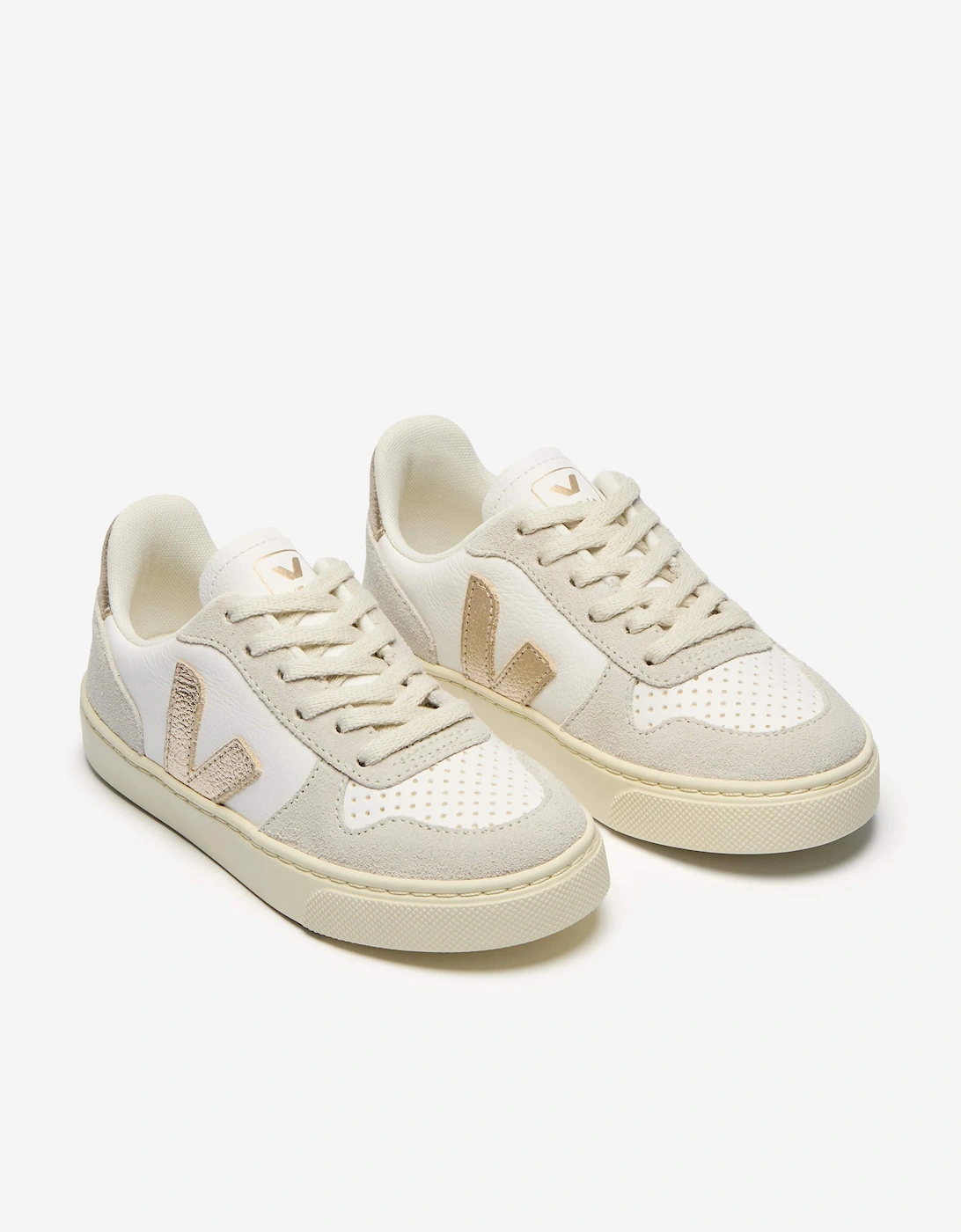 Veja Kids Chromefree Leather Small V-10 Laces Trainers in White