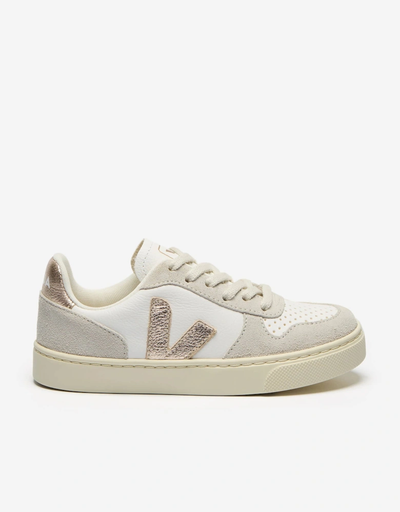 Veja Kids Chromefree Leather Small V-10 Laces Trainers in White