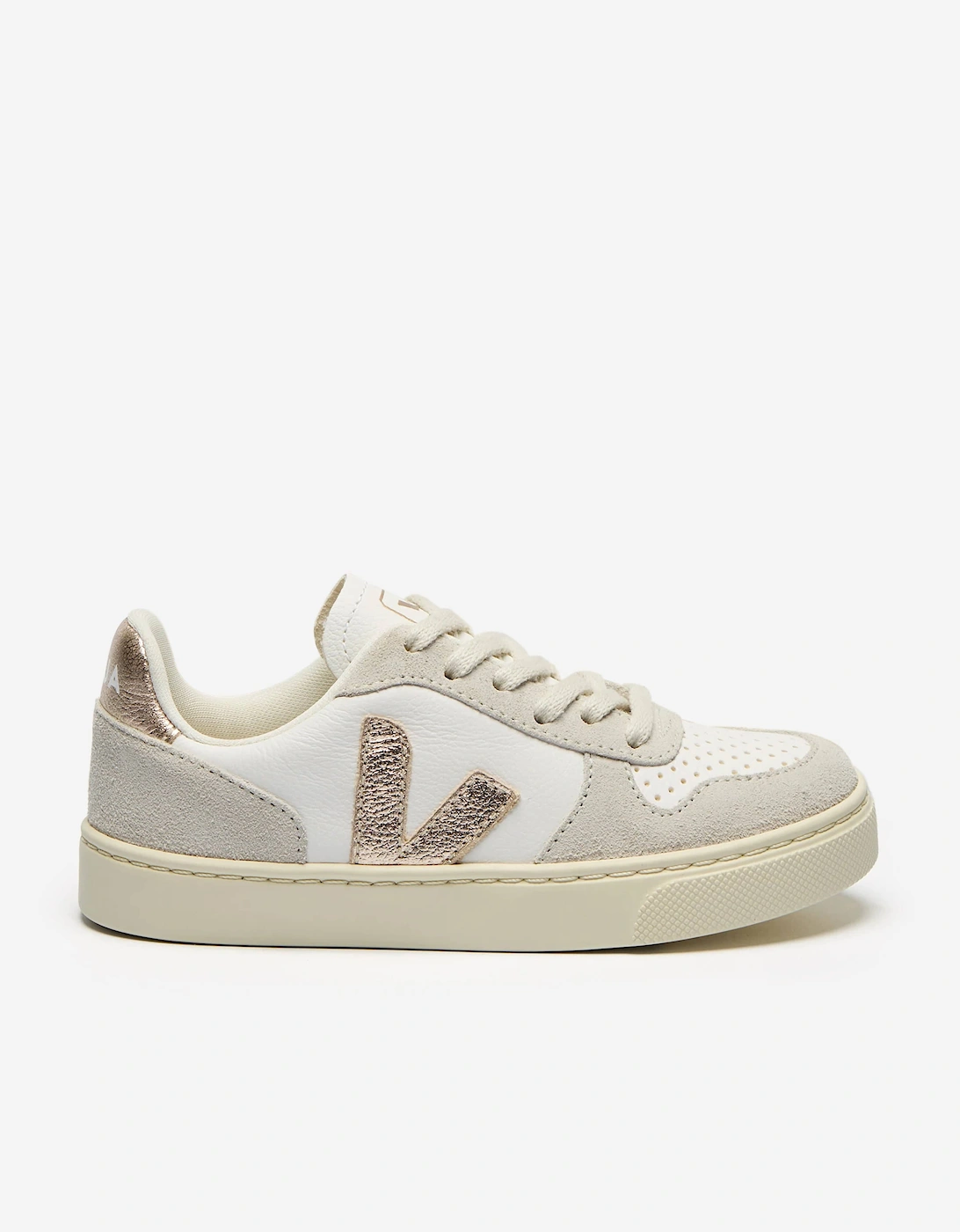 Veja Kids Chromefree Leather Small V-10 Laces Trainers in White