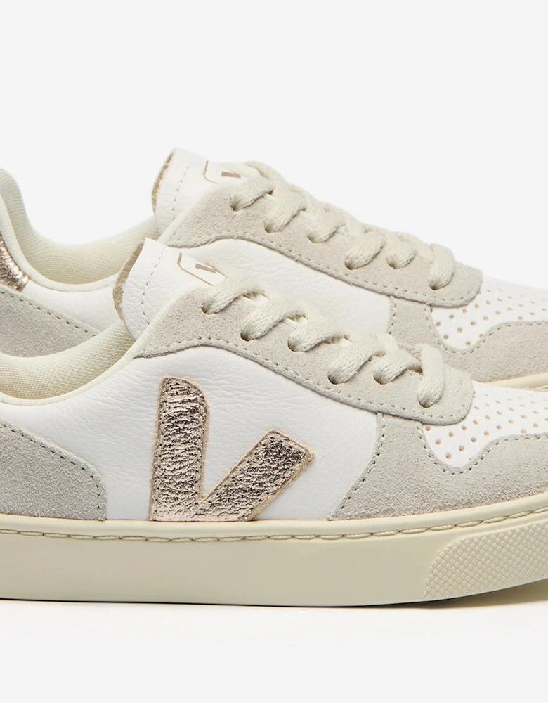 Veja Kids Chromefree Leather Small V-10 Laces Trainers in White