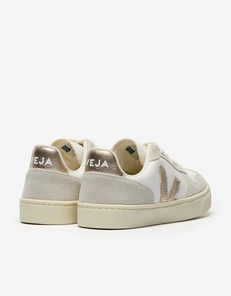 Veja Kids Chromefree Leather Small V-10 Laces Trainers in White