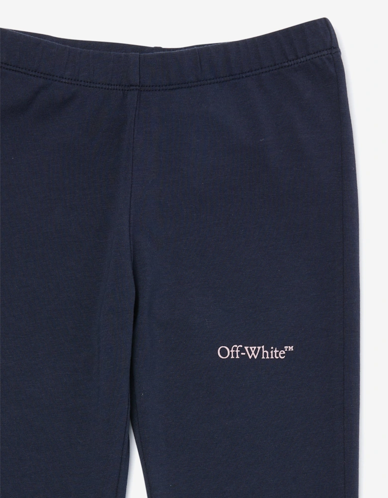 Off-White Girls Bookish Flare Leggings in Navy