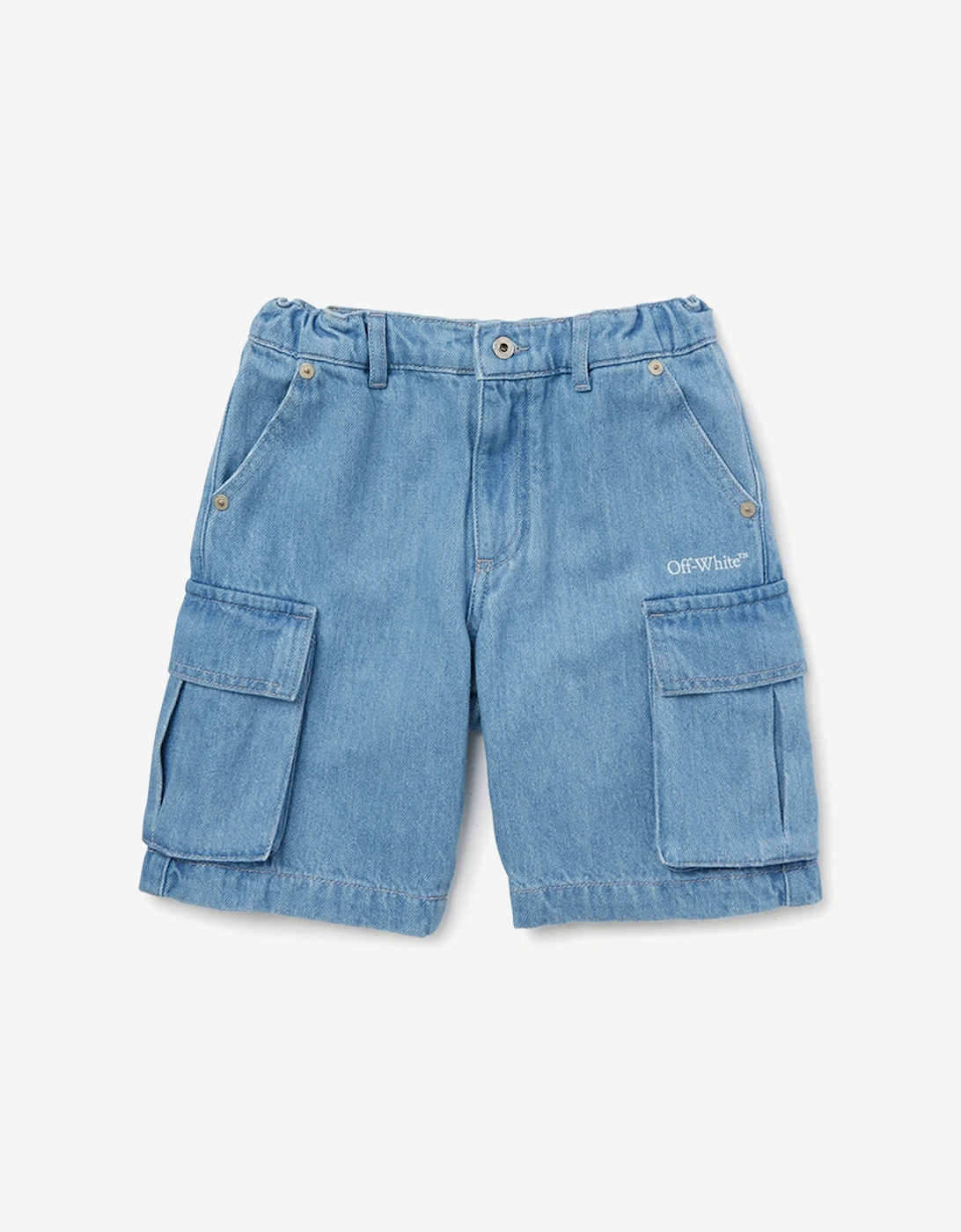 Off-White Boys Blue Diag Sketch Denim Cargo Shorts In  4 Years Size 4 Yrs Kids