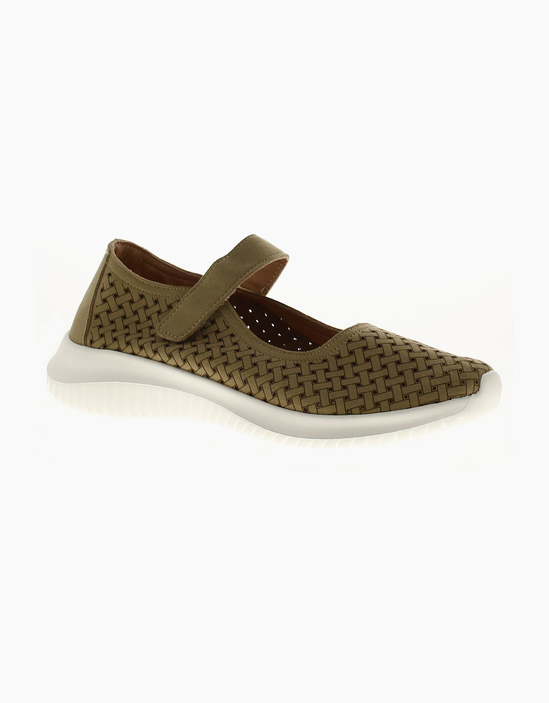 Platino Womens Comfort Shoes Dalia Touch Fastening khaki UK Size, 6 of 5
