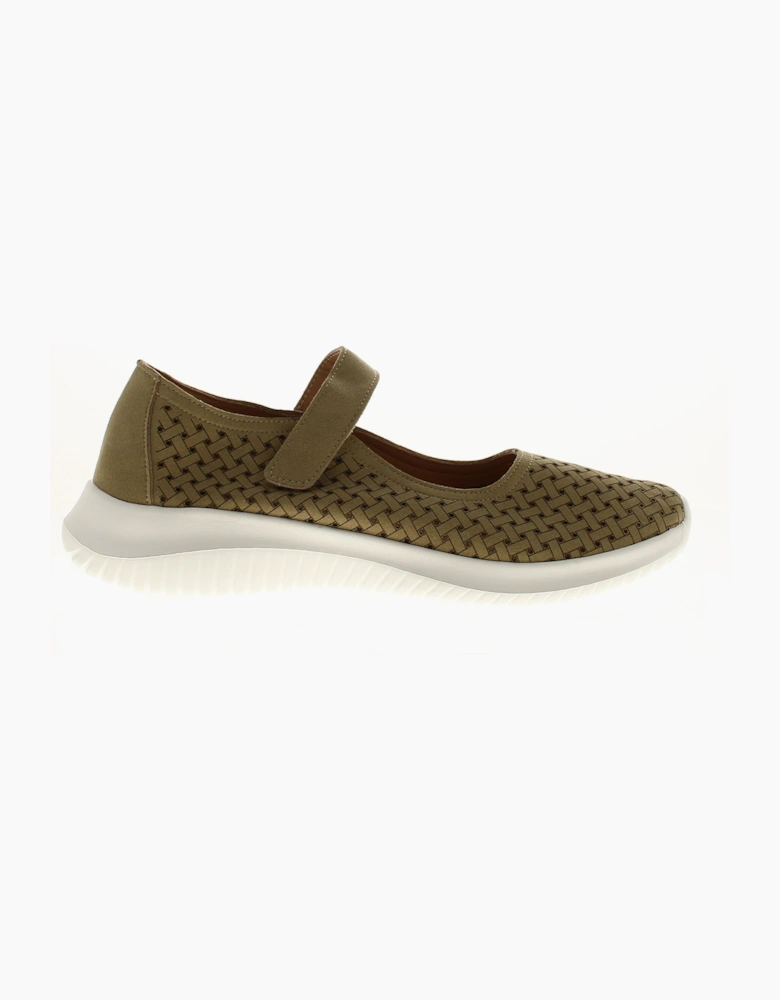 Platino Womens Comfort Shoes Dalia Touch Fastening khaki UK Size
