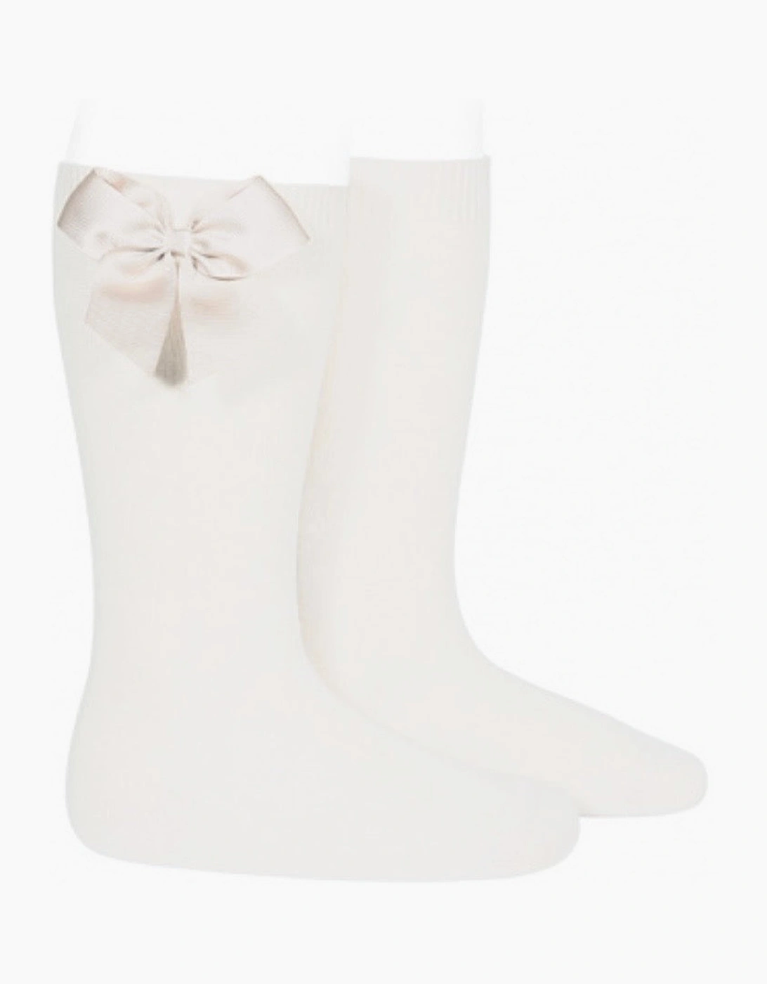 Girls Ivory 202 Bow Knee Socks, 2 of 1