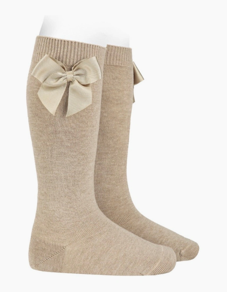Girls Brown 316 Bow Knee Socks
