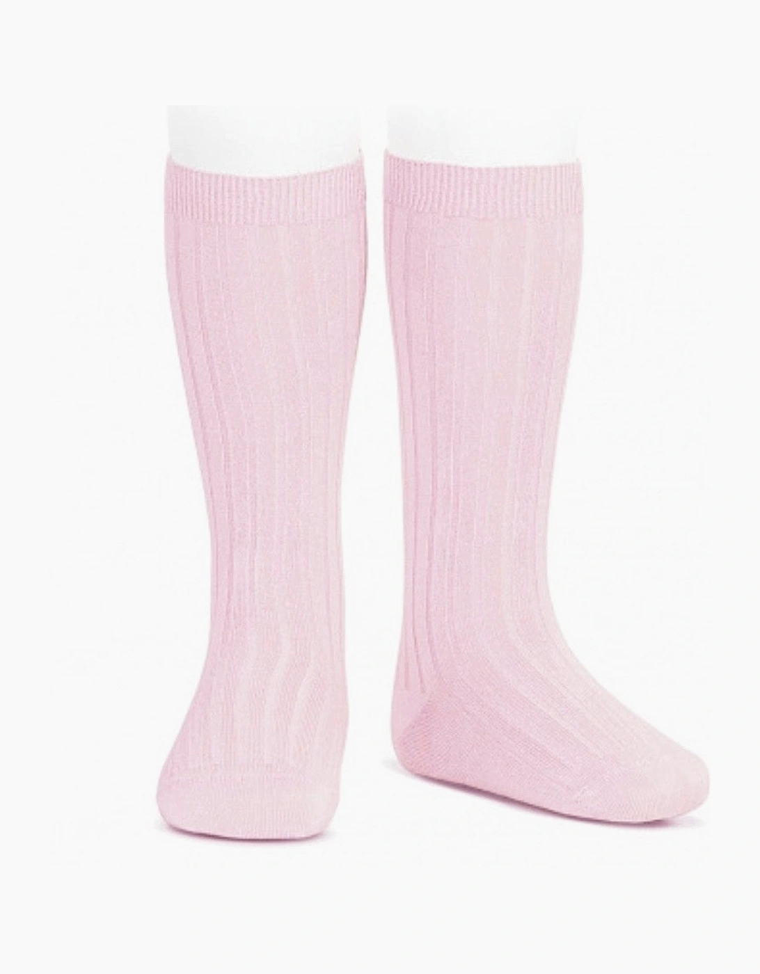 Girls Pale Pink 500 Ribbed Knee Socks, 2 of 1