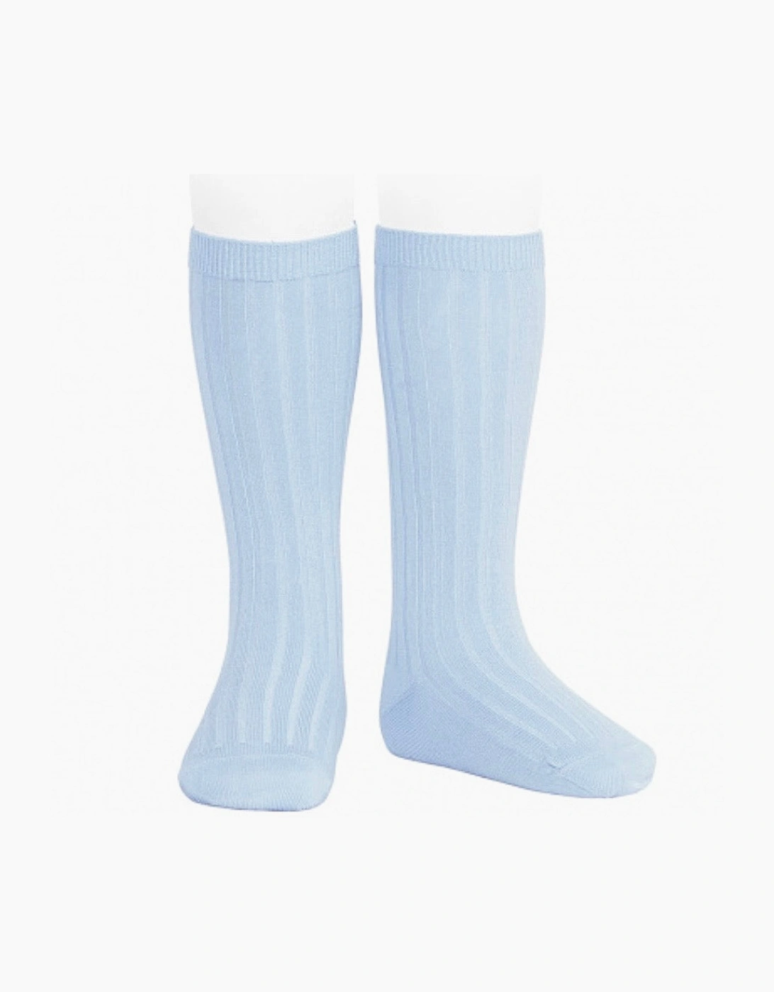 Pale Blue 410 Ribbed Knee Socks