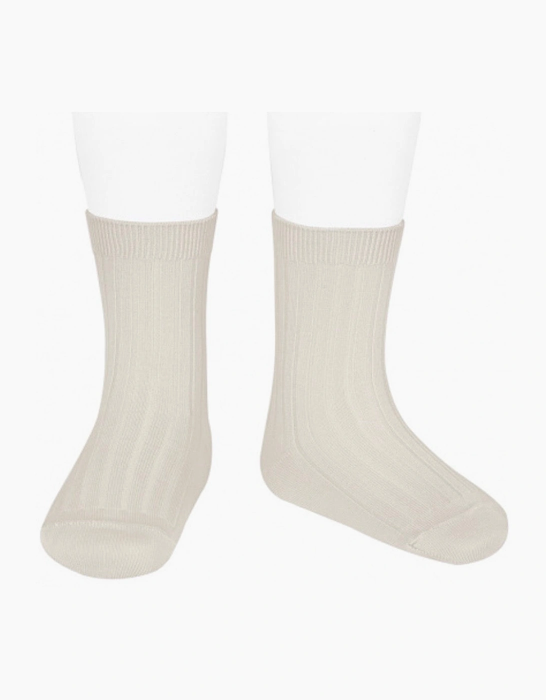 Beige Linen 304 Ribbed Short Socks