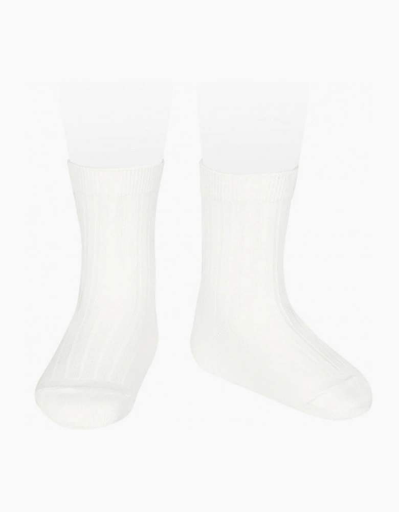 Ivory 202 Ribbed Short Socks