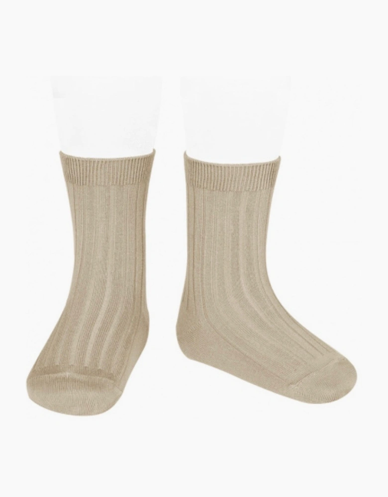 Brown 316 Ribbed Short Socks