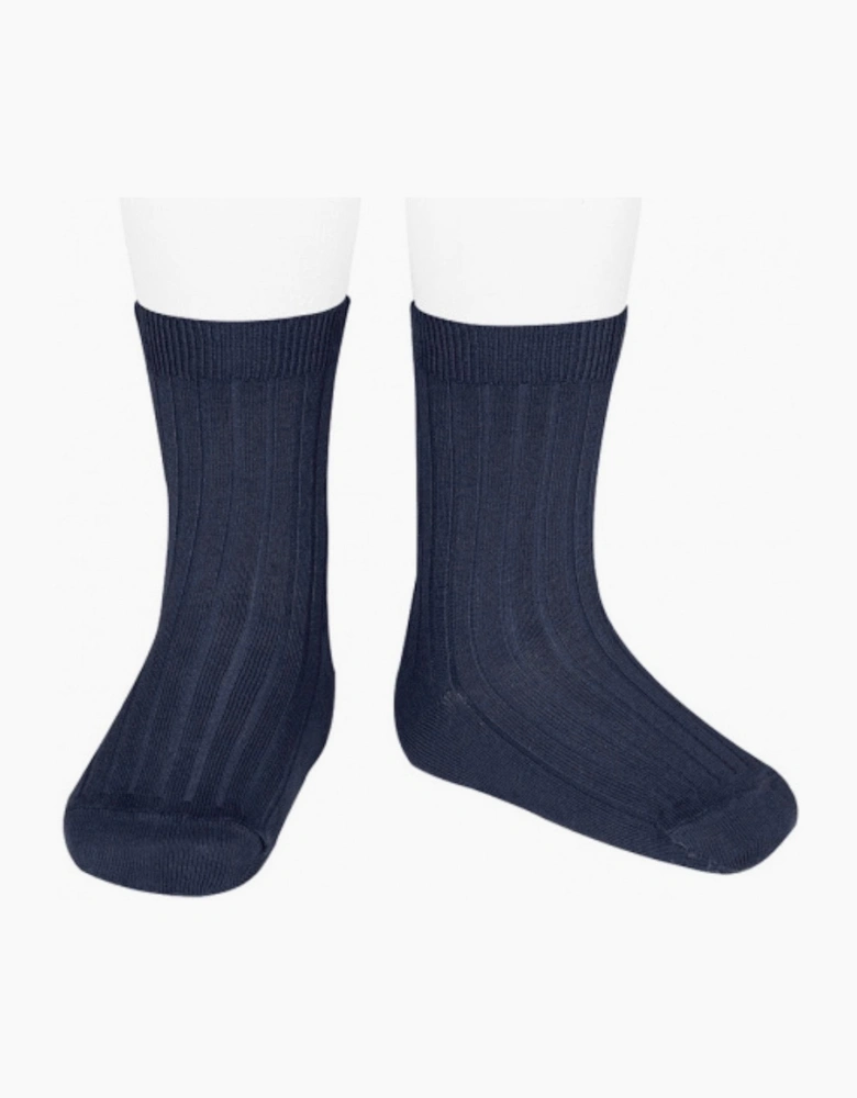Navy 480 Ribbed Short Socks