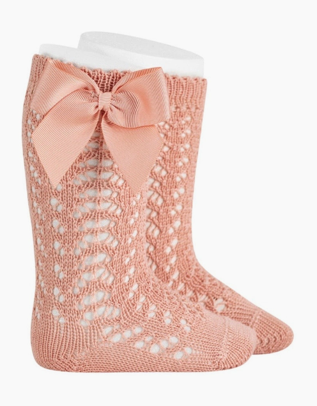Girls Peach 638 Openwork Knee Socks, 3 of 2