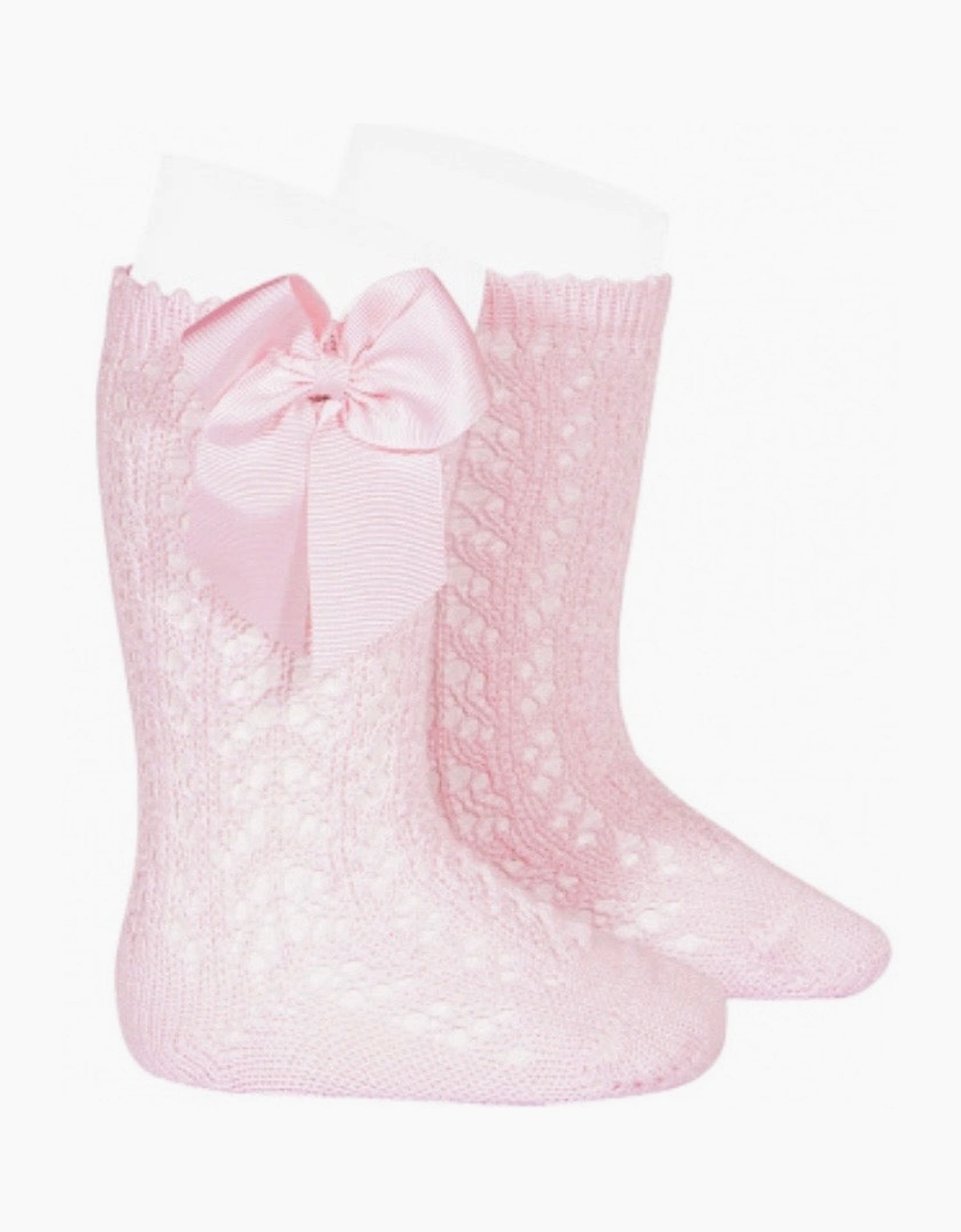 Girls Pale Pink 500 Openwork Knee Socks, 2 of 1