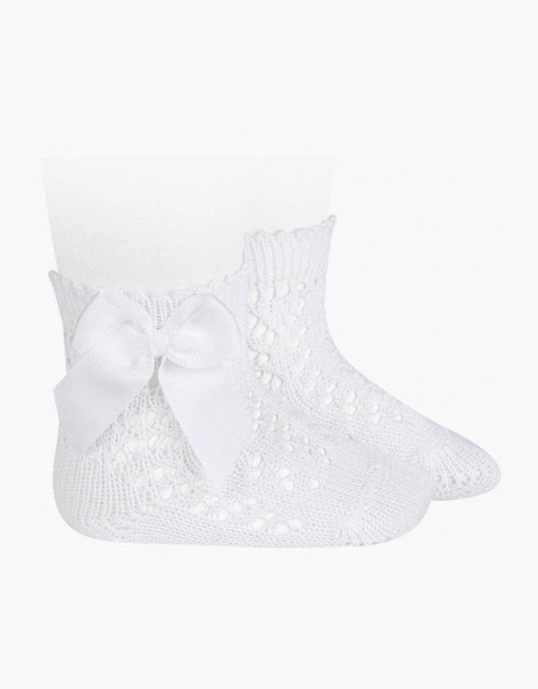 Girls White 200 Openwork Short Socks