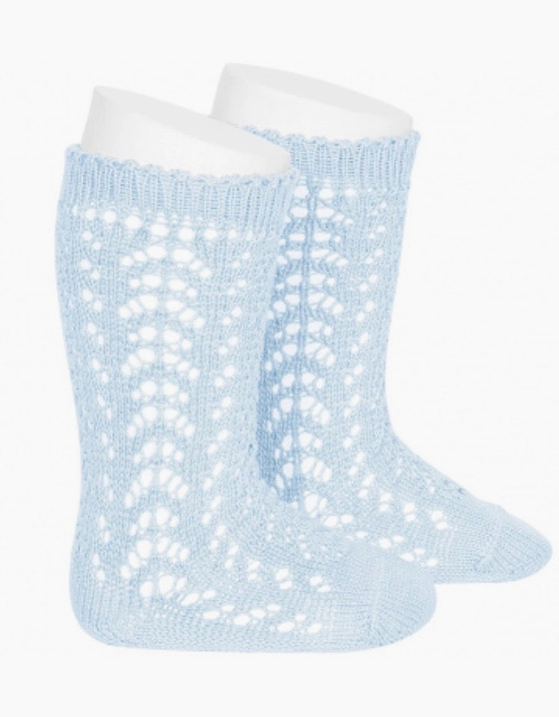 Pale Blue 410 Openwork Knee Socks