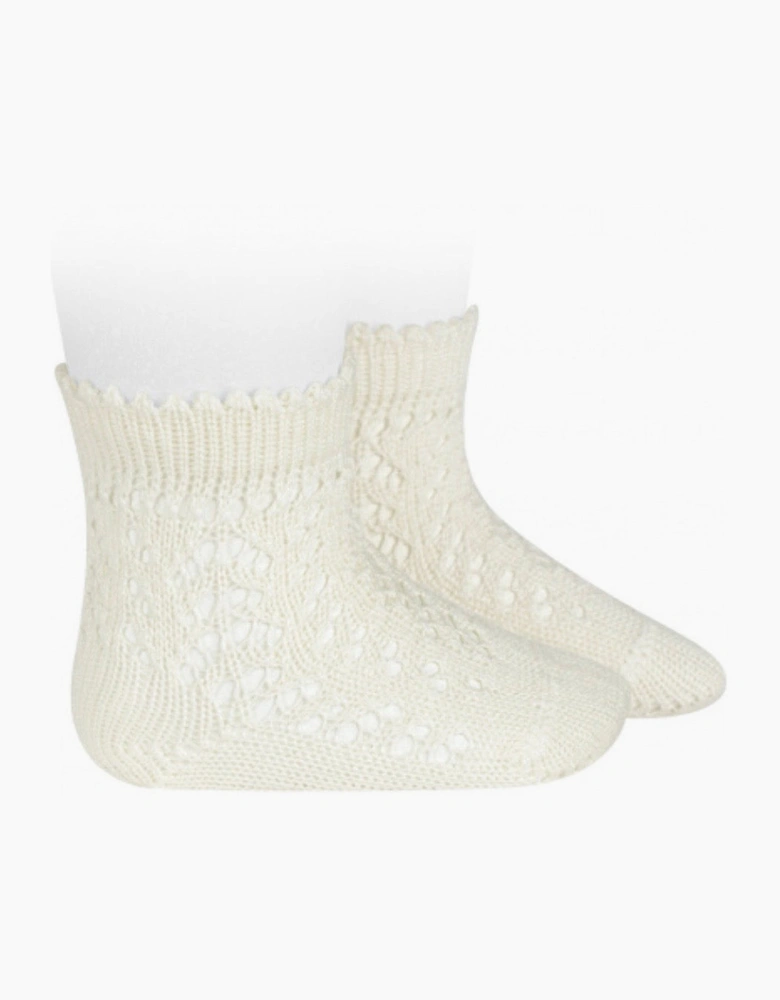 Cream 303 Openwork Short Socks